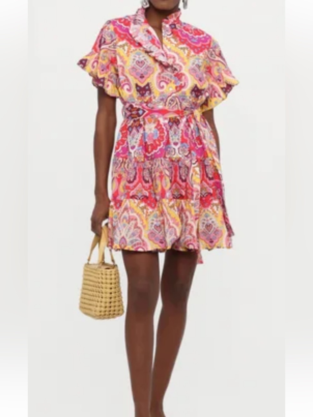 Mille Women’s Pink Multi Paisley Tiered Skirt Dress